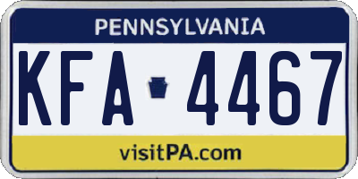 PA license plate KFA4467