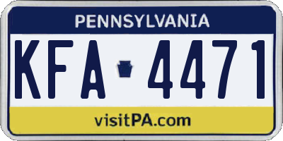 PA license plate KFA4471