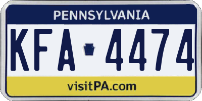 PA license plate KFA4474