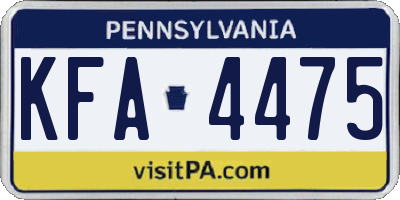 PA license plate KFA4475