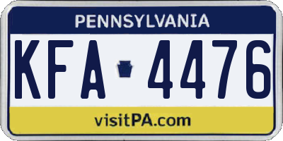 PA license plate KFA4476