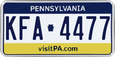 PA license plate KFA4477