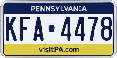 PA license plate KFA4478