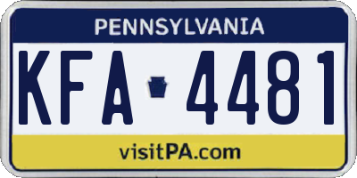 PA license plate KFA4481