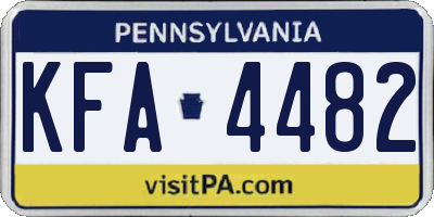 PA license plate KFA4482