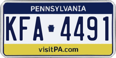PA license plate KFA4491