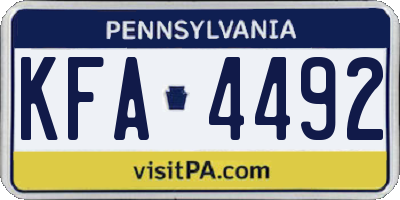 PA license plate KFA4492