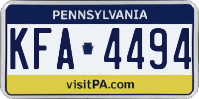 PA license plate KFA4494