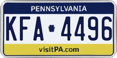 PA license plate KFA4496