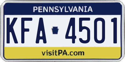 PA license plate KFA4501