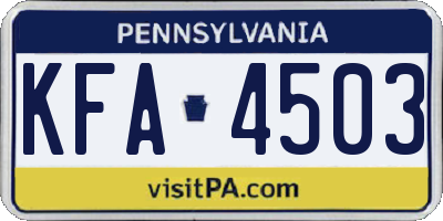 PA license plate KFA4503