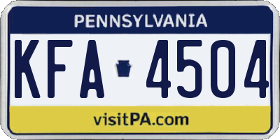PA license plate KFA4504