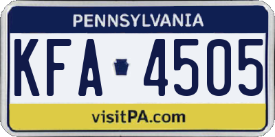 PA license plate KFA4505