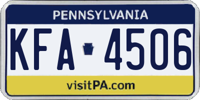 PA license plate KFA4506