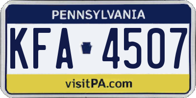 PA license plate KFA4507