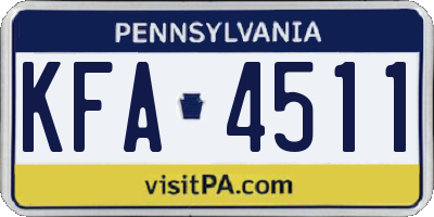 PA license plate KFA4511