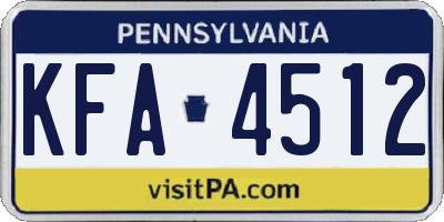 PA license plate KFA4512
