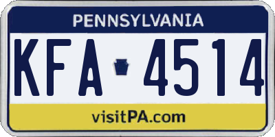 PA license plate KFA4514