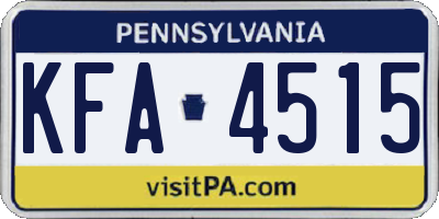 PA license plate KFA4515