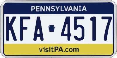 PA license plate KFA4517