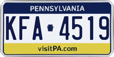 PA license plate KFA4519