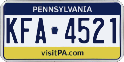 PA license plate KFA4521