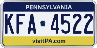 PA license plate KFA4522