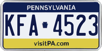 PA license plate KFA4523
