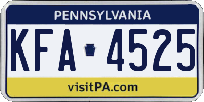 PA license plate KFA4525