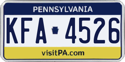 PA license plate KFA4526