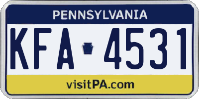PA license plate KFA4531