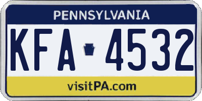 PA license plate KFA4532