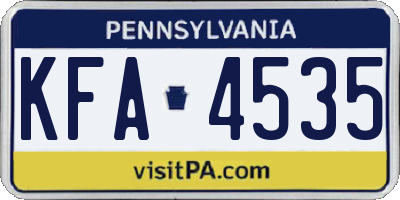 PA license plate KFA4535