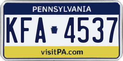 PA license plate KFA4537