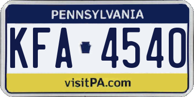 PA license plate KFA4540
