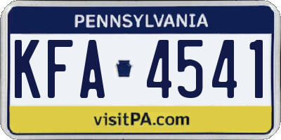 PA license plate KFA4541