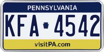 PA license plate KFA4542