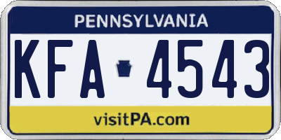 PA license plate KFA4543