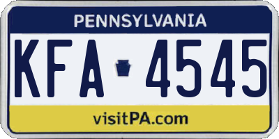 PA license plate KFA4545