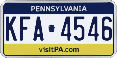 PA license plate KFA4546