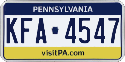 PA license plate KFA4547