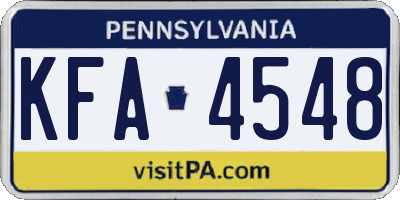 PA license plate KFA4548