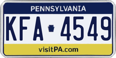 PA license plate KFA4549