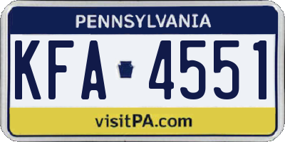 PA license plate KFA4551