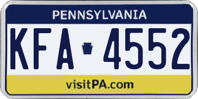 PA license plate KFA4552