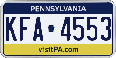 PA license plate KFA4553