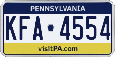 PA license plate KFA4554