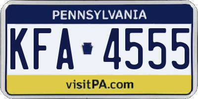 PA license plate KFA4555