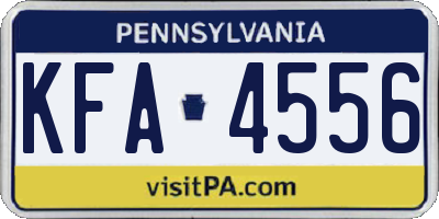 PA license plate KFA4556