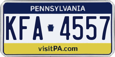 PA license plate KFA4557